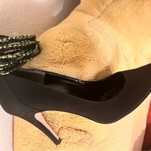 BRAND NEW never worn J.Renee black heels with beautiful beaded ankle straps.